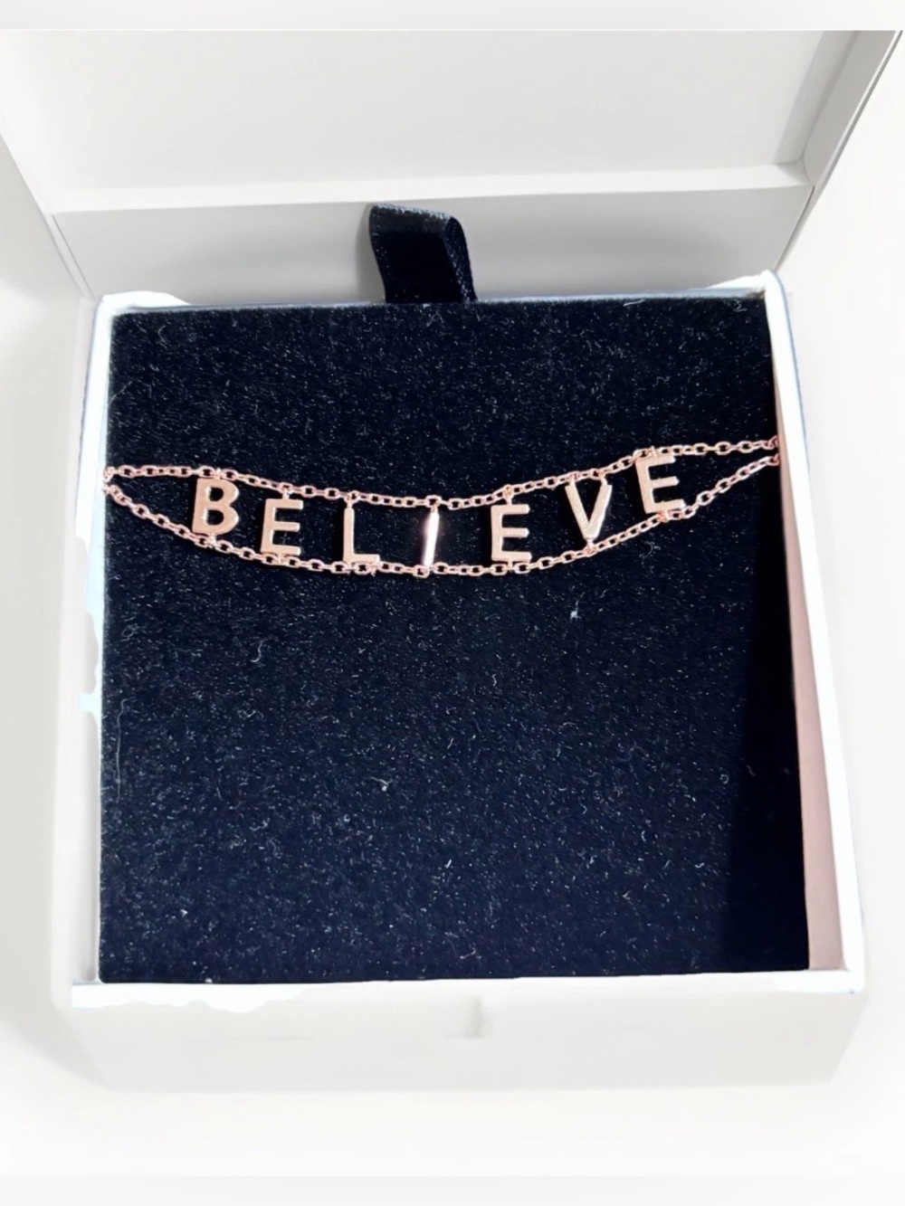Rose Gold Plated 925 Sterling Silver “Believe” Inspirational Bracelet•New In Box
